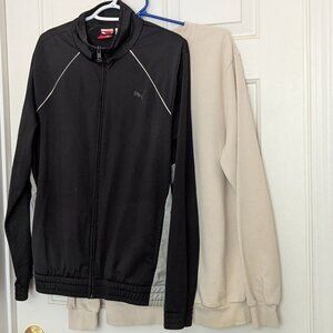 Set 2 Men's Puma Sweatshirts Athletic Full Zip & Divided Size M Black/Beige .
